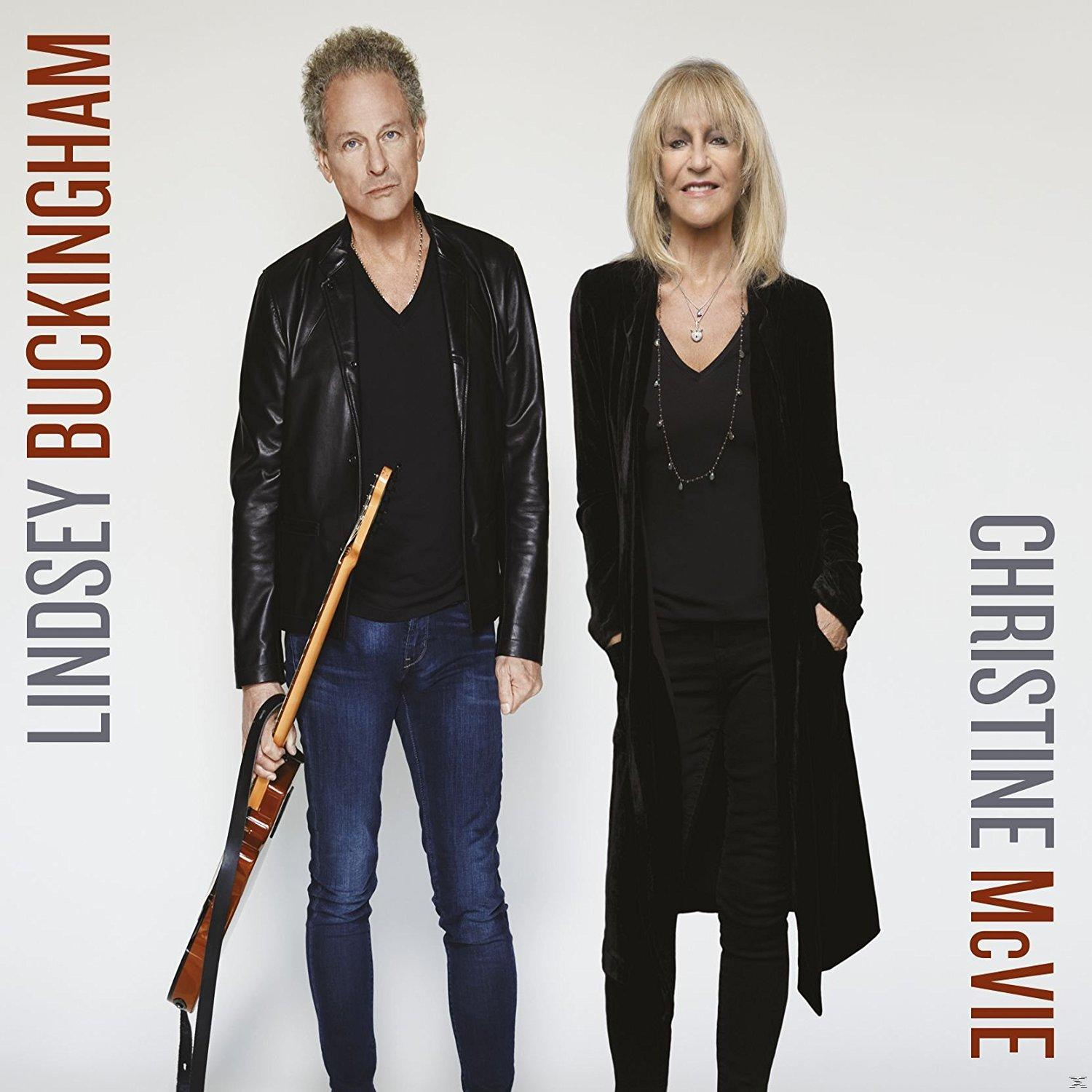 Albumcover: Lindsey Buckingham und Christine McVie. Zwei Personen stehen nebeneinander und halten ein Instrument.