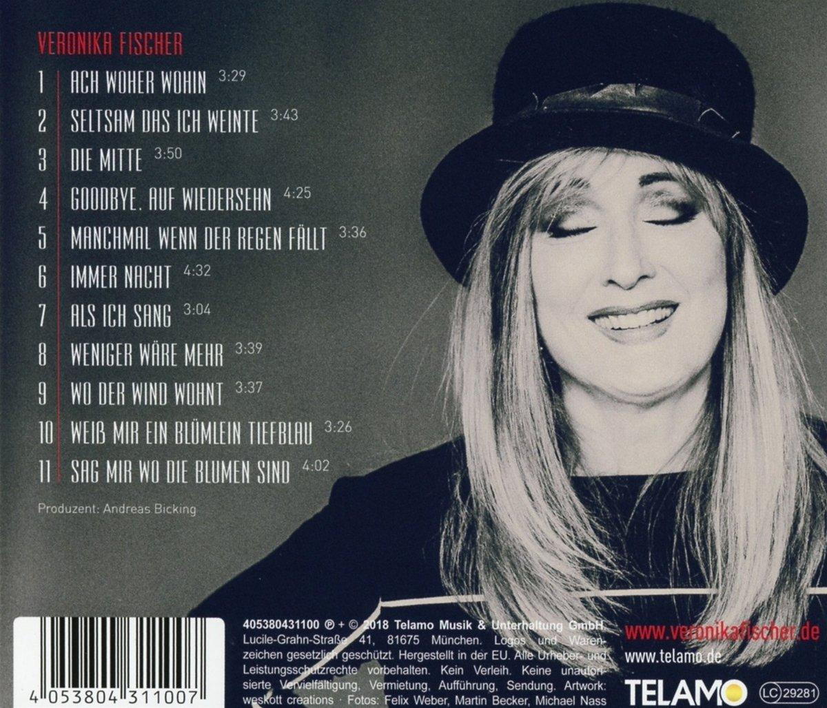 Rückseite des Veronika Fischer Albums. Enthält Titelliste und Foto des Künstlers.