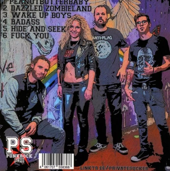 Albumcover mit einer Band aus vier Personen. Der Titel ist unten "Punkrock Records".