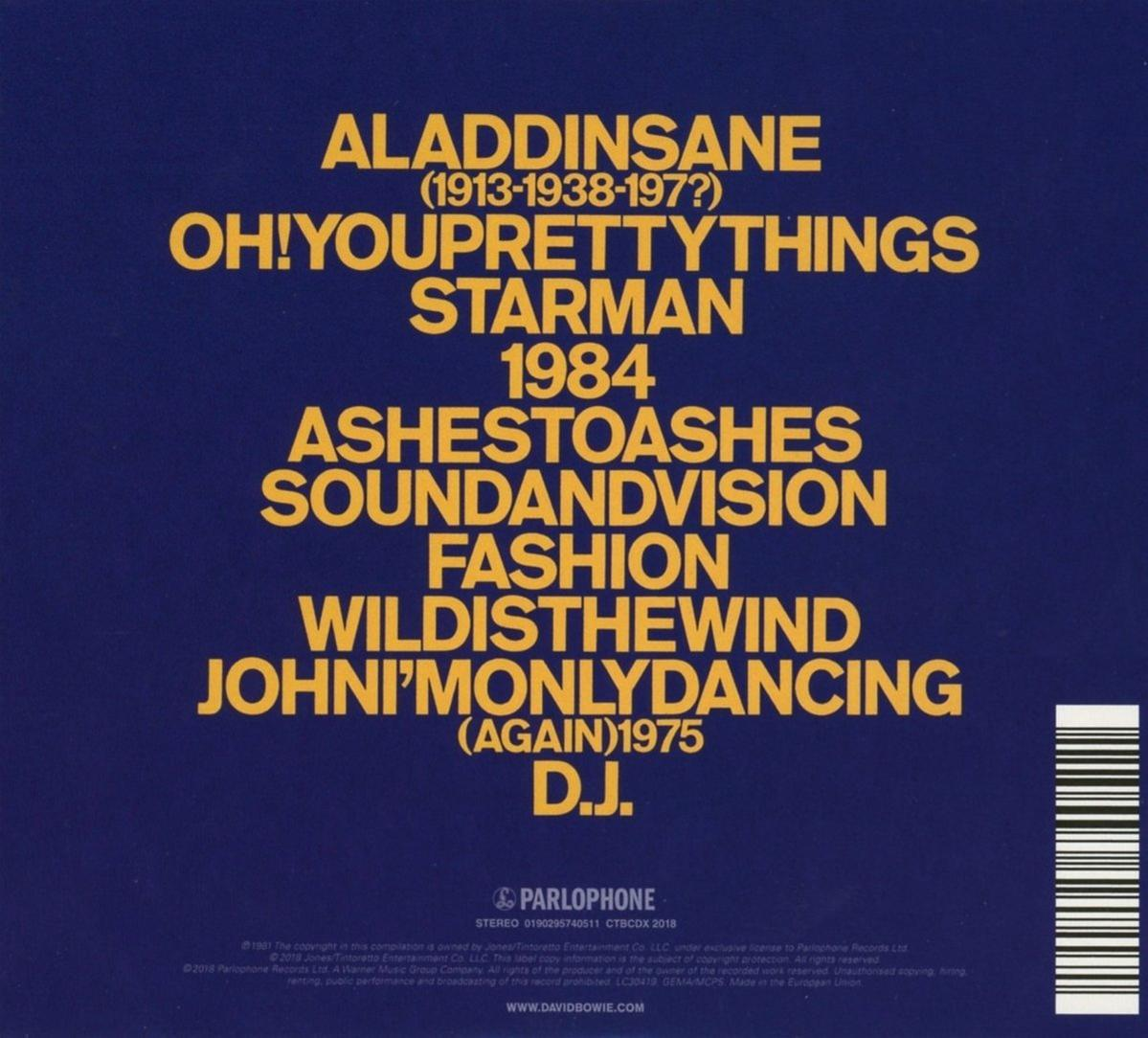 Ein blaues CD-Cover mit Songtiteln und dem Namen des Künstlers.