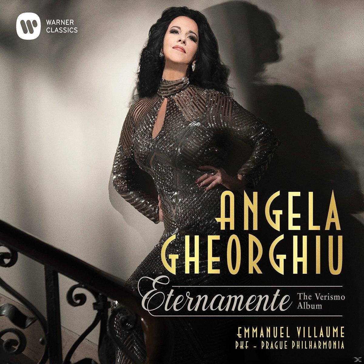 Albumcover mit einer Frau in einem glitzernden Kleid, schwarzen Locken und den Worten "ANGELA GHEORGHIU".