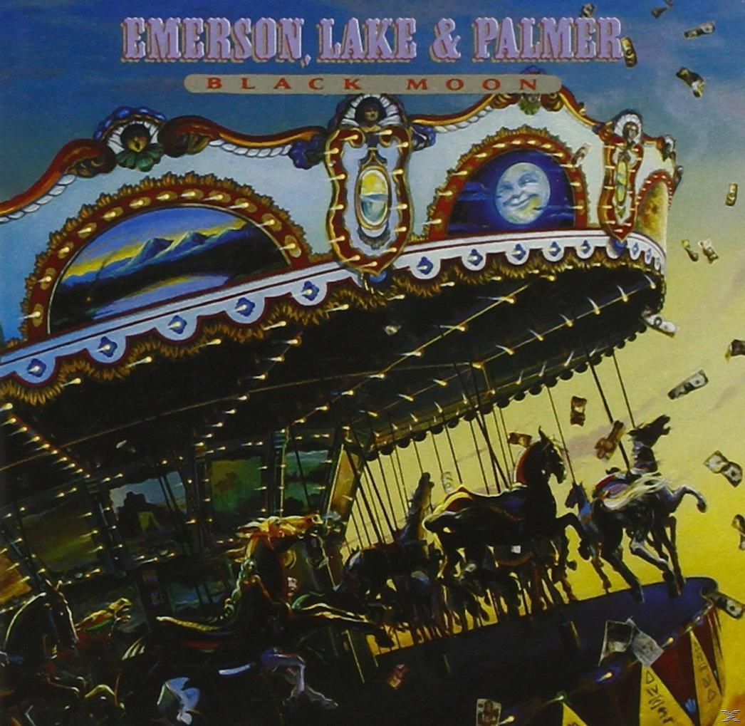 Albumcover: Karussell mit Pferden, Geldscheine fallen. Titel: Emerson, Lake & Palmer.
