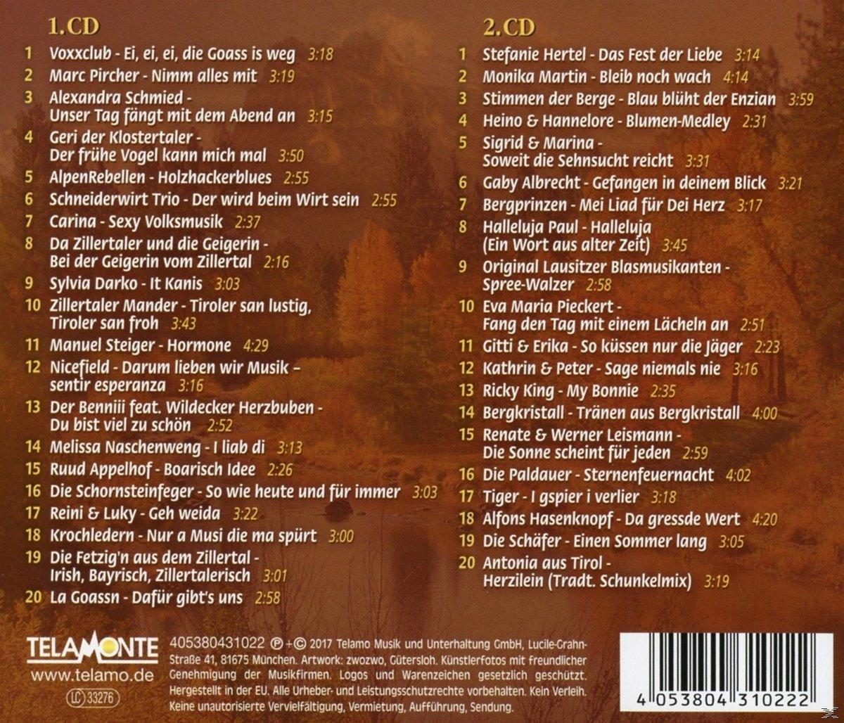 Eine Liste von Liedern auf einer CD, mit buntem Hintergrund und einem Musiklogo.