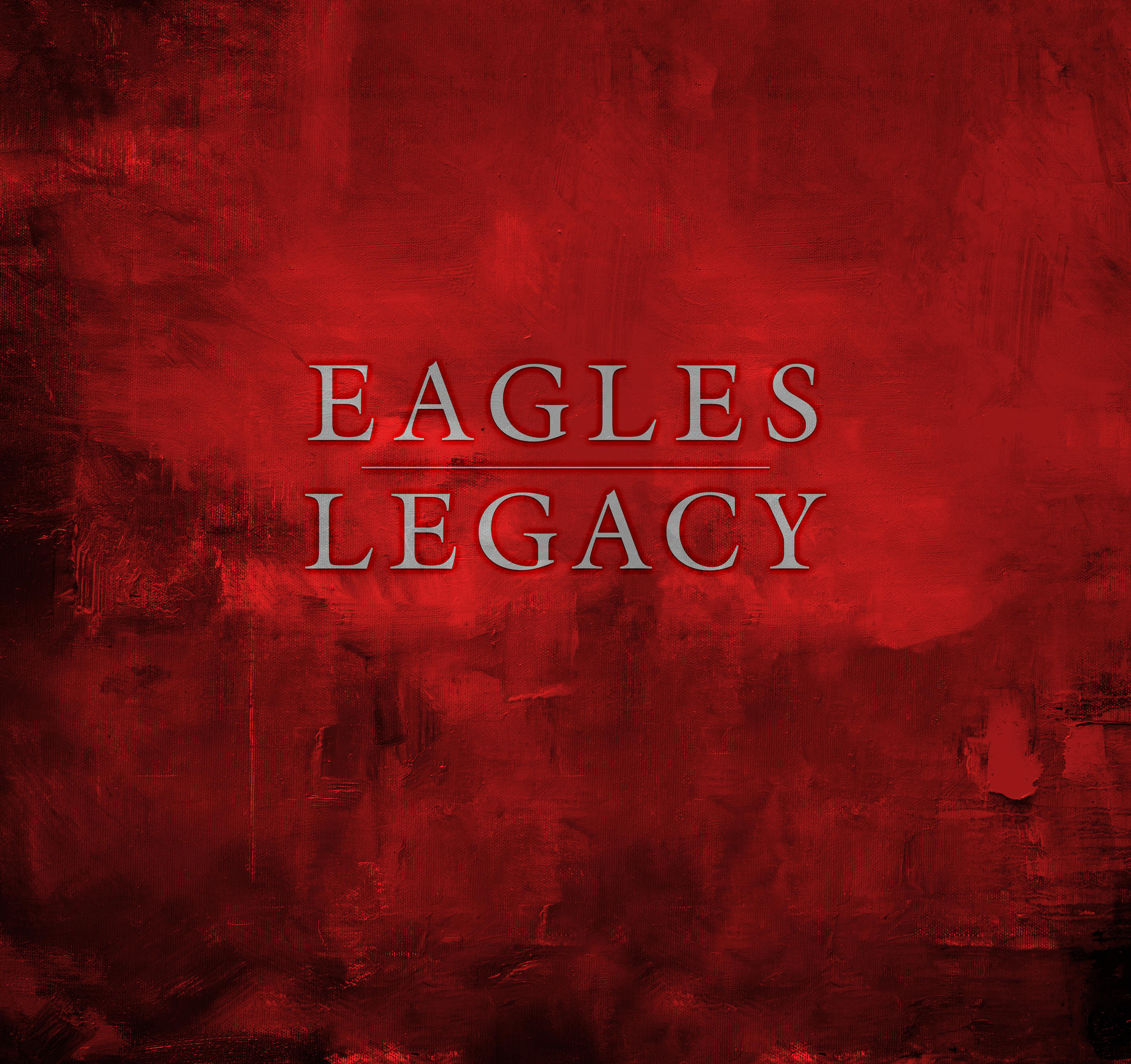 Eagles album borítója. Piros textúrált háttér fehér szöveggel, a zenekar nevével.