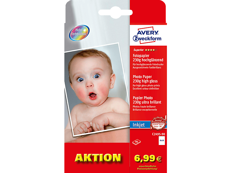 AVERY Zweckform 1040-30 Superior Inkjet Fotopapier DIN A4, einseitig beschichte