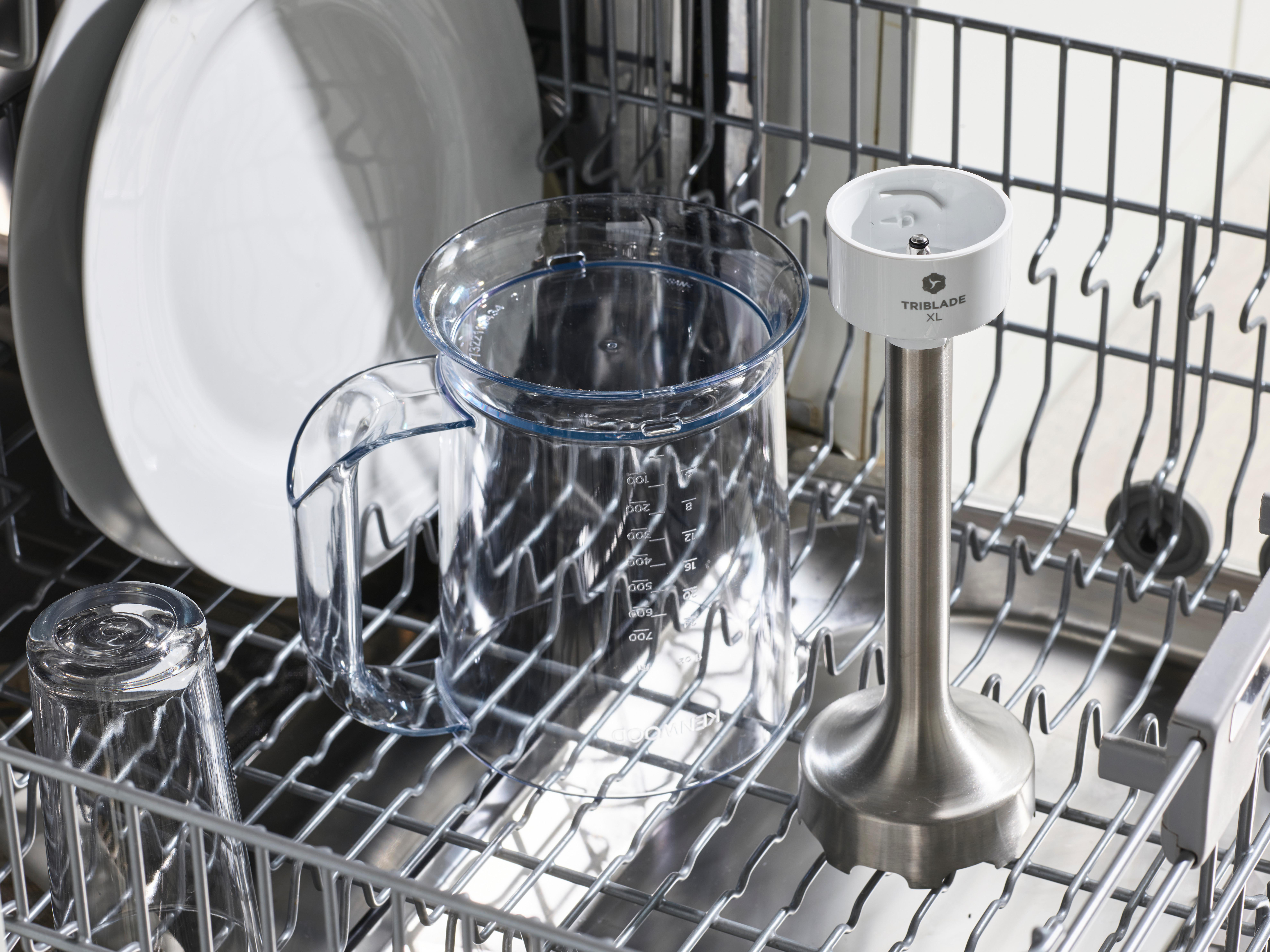 KENWOOD Triblade XL HBM40.006WH Pürierstab mit Zubehör-Set, Turbofunktion, Stabmixer Weiß/Grau (850 Watt, 700 ml Mix- und Messbecher)