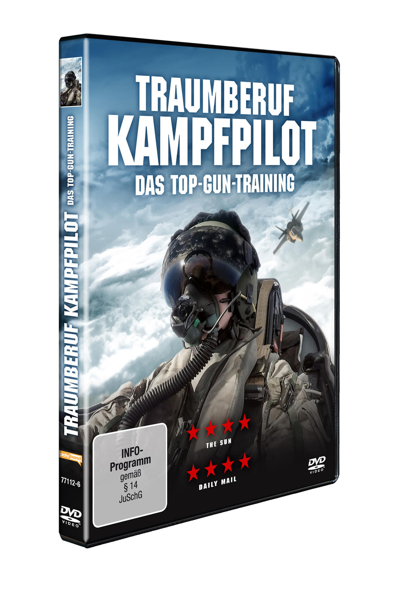 DVD-Cover eines Kampfpiloten. Die DVD ist schwarz, mit einem Bild eines Piloten im Cockpit.