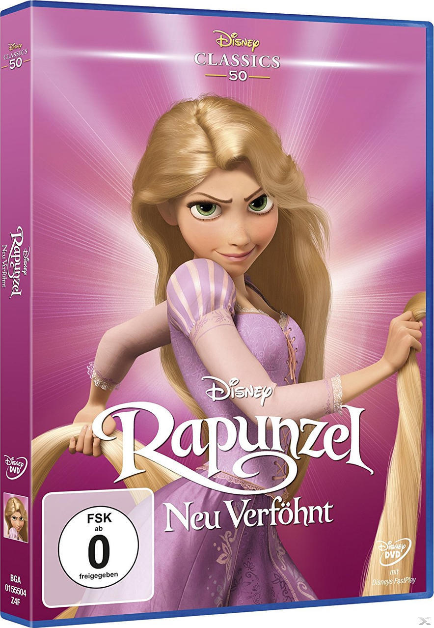 DVD-Cover des Films Rapunzel. Eine Frau mit blonden Haaren ist auf dem Cover.