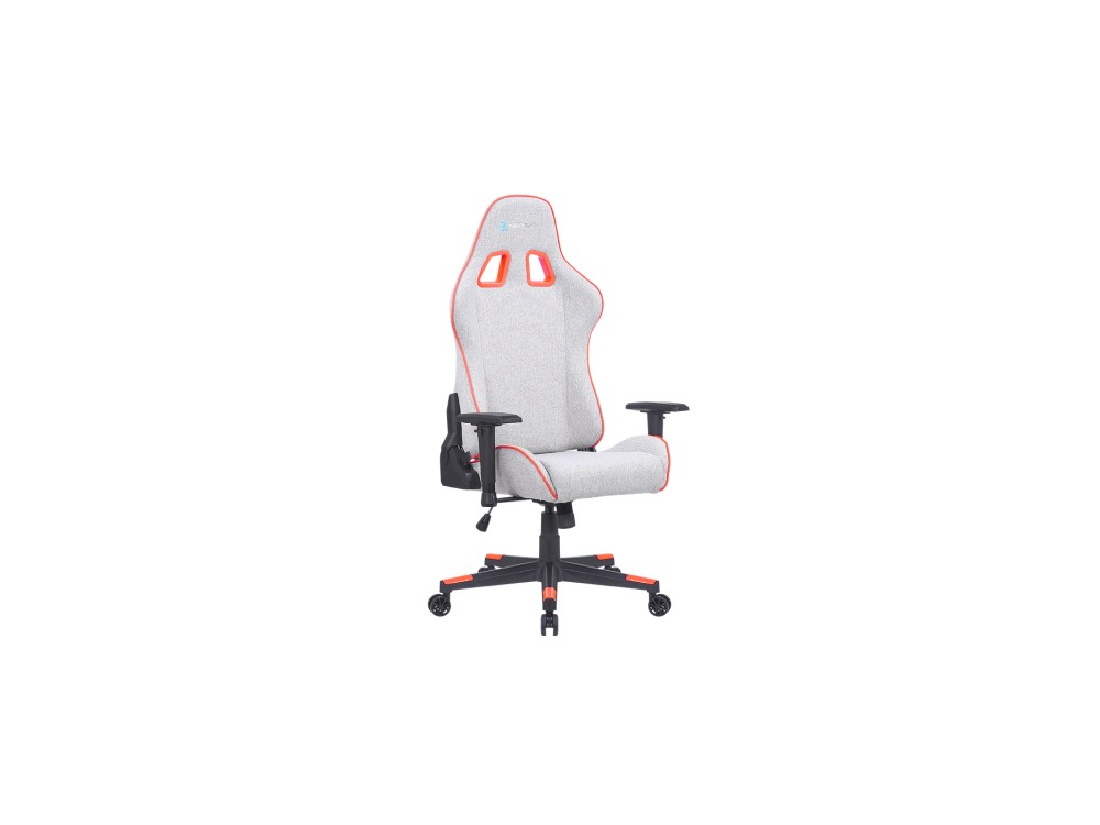 Silla gaming - Newskill Kitsune Zephyr, Reposabrazos 2D, 150 kg, Tela, Ruedas de nylon, Gris Daytona y Rojo