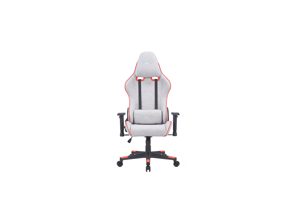 Silla gaming - Newskill Kitsune Zephyr, Reposabrazos 2D, 150 kg, Tela, Ruedas de nylon, Gris Daytona y Rojo