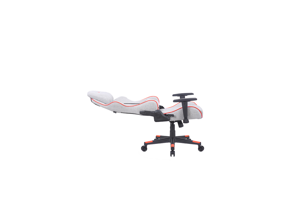 Silla gaming - Newskill Kitsune Zephyr, Reposabrazos 2D, 150 kg, Tela, Ruedas de nylon, Gris Daytona y Rojo