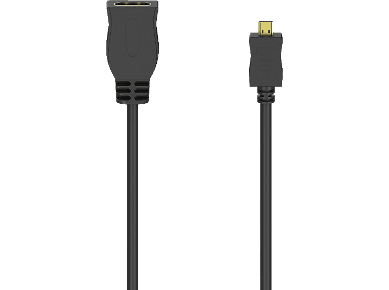 HAMA HDMI Typ D (Micro) Stecker auf HDMI Typ A Kupplung, Kabeladapter, 0,1 m
