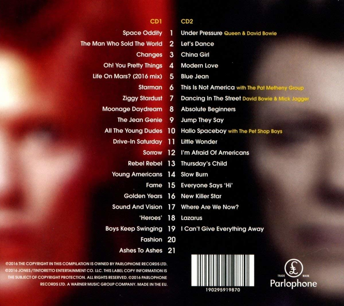 Pochette de CD avec liste des titres. L'album a un fond noir et du texte blanc.