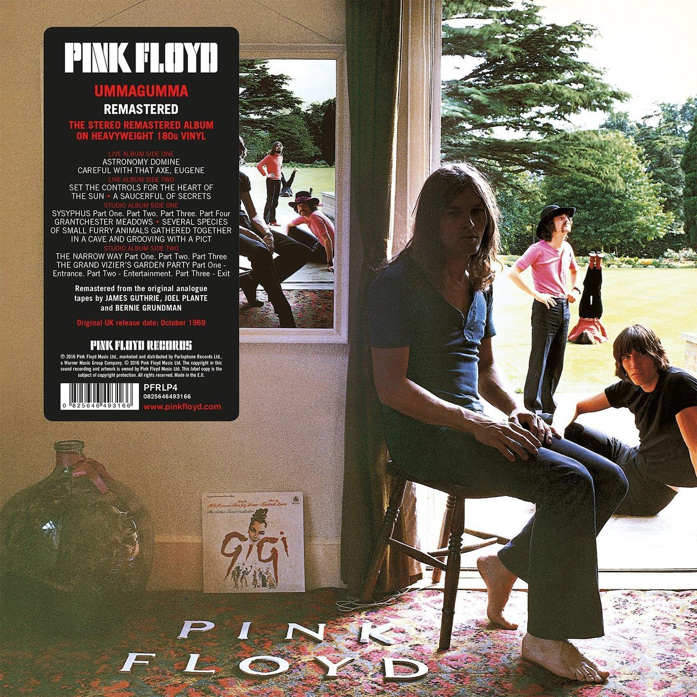 Albumhoes: Pink Floyd-album met een groep mannen op een podium, een man die naar beneden kijkt en een uitzicht door het raam.