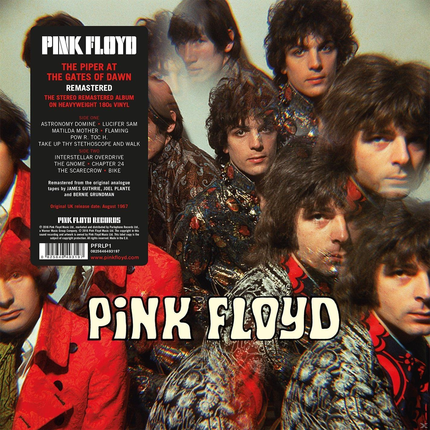 Albumhoes: Pink Floyd. Bandleden met tekst, originele albumhoes. Titel: The Piper at the Gates of Dawn.
