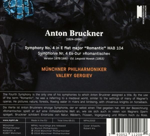 Rückseite eines Albums mit Text über Anton Bruckner, eine Symphonie und ein Porträt des Komponisten.