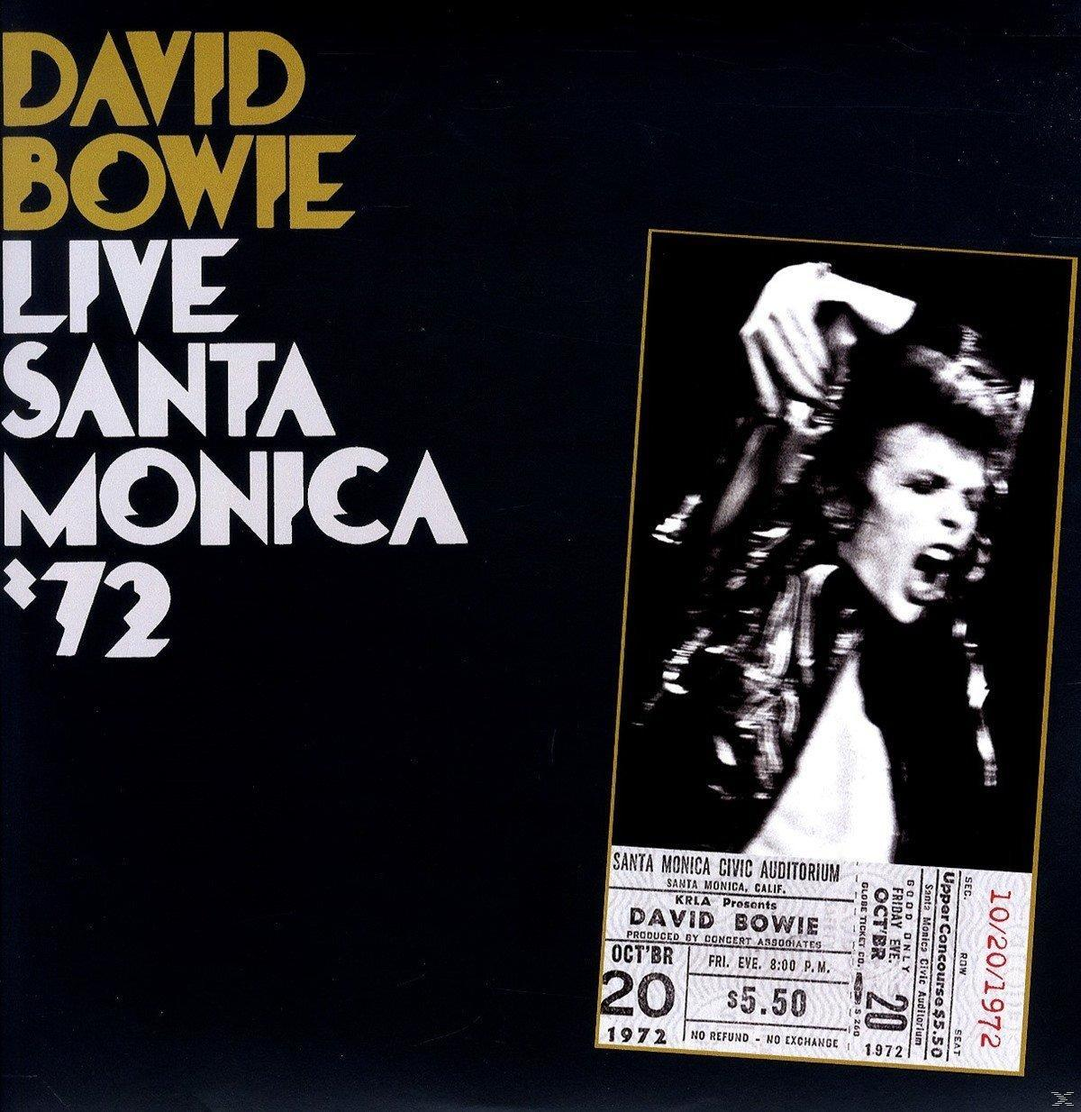 Fekete-fehér koncertplakát David Bowie-val és egy jegycsutkával.