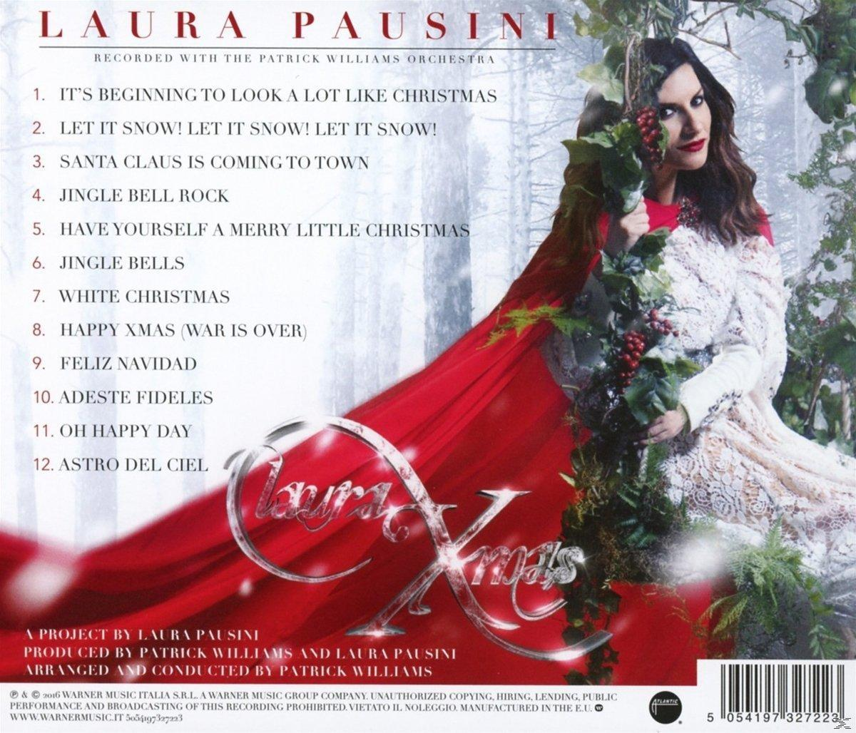 Album borító. Laura Pausini piros, fehér és zöld színekben. A bal oldalon a dalok címei, felül a művész neve.