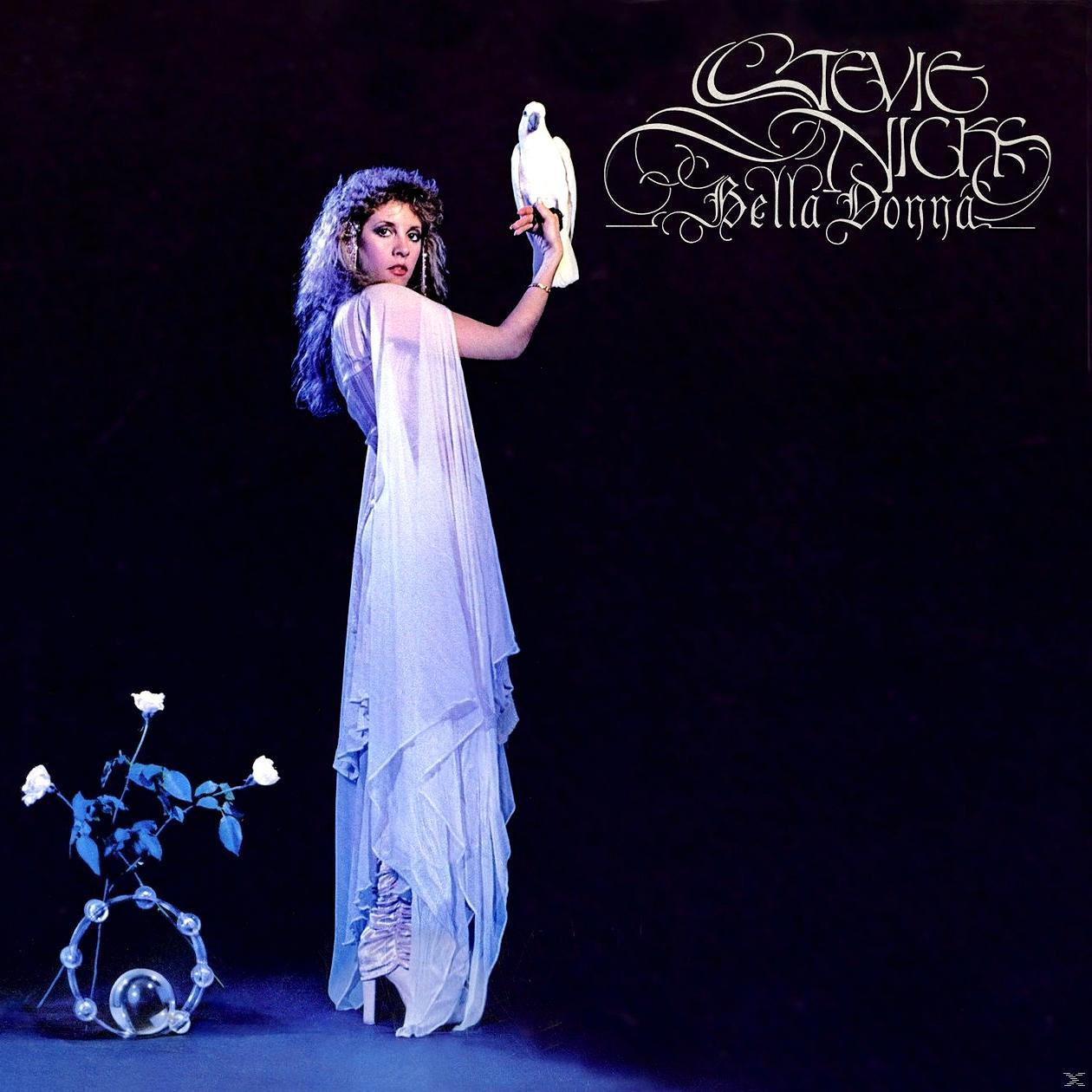 Albumcover: Frau in fließendem weißen Kleid, hält eine weiße Taube. Titel: 'Stevie Nicks, Bella Donna'.