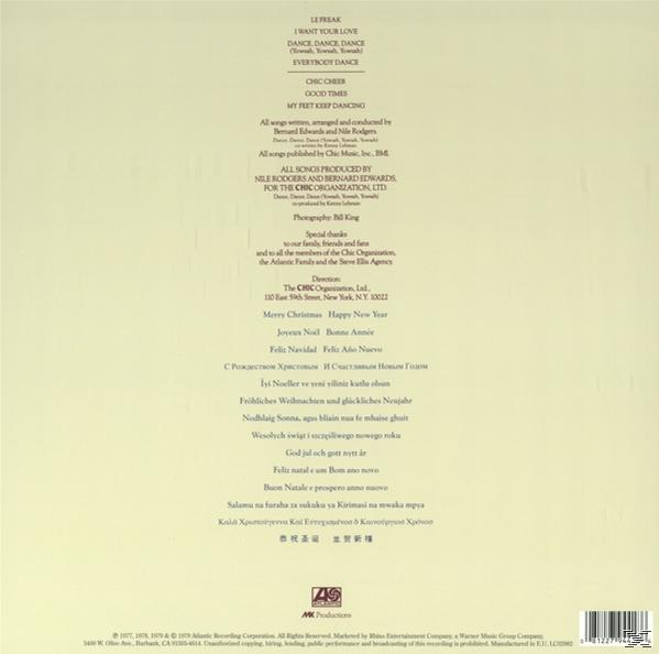 Album-Rückseite mit Text. Enthält Details und Text in mehreren Sprachen.