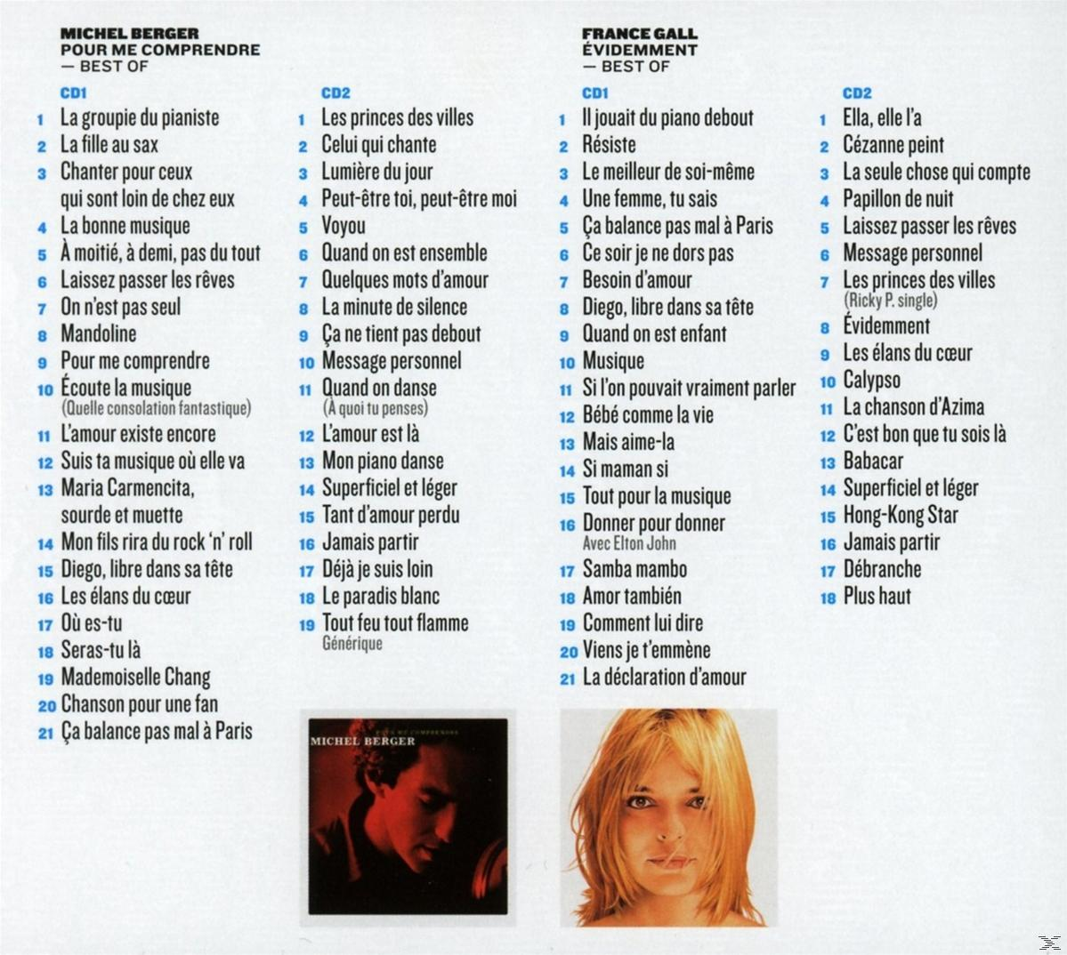 Albumcover für Michel Bergers 'Best Of' mit Titellisten und einem Porträt.