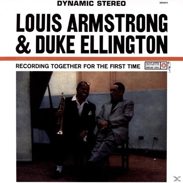 Albumcover: Louis Armstrong und Duke Ellington, sitzen. Titel: Recording Together for the First Time.