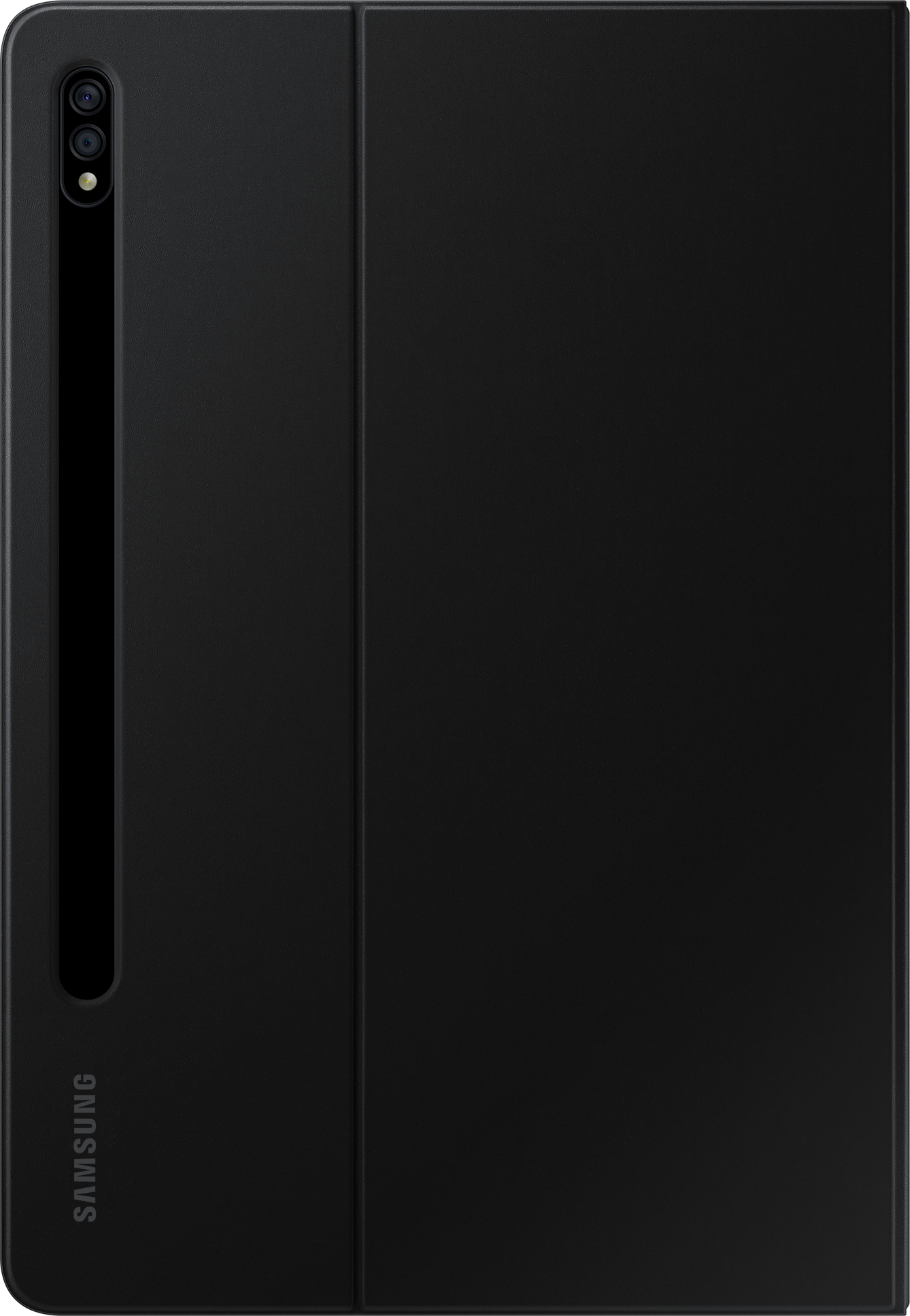 Étui de tablette noir avec un fond noir.