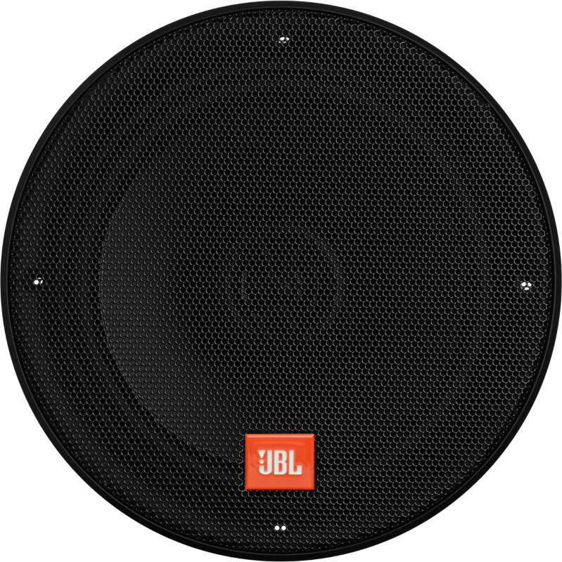 Haut-parleur JBL noir avec une façade en maille et le logo JBL orange.