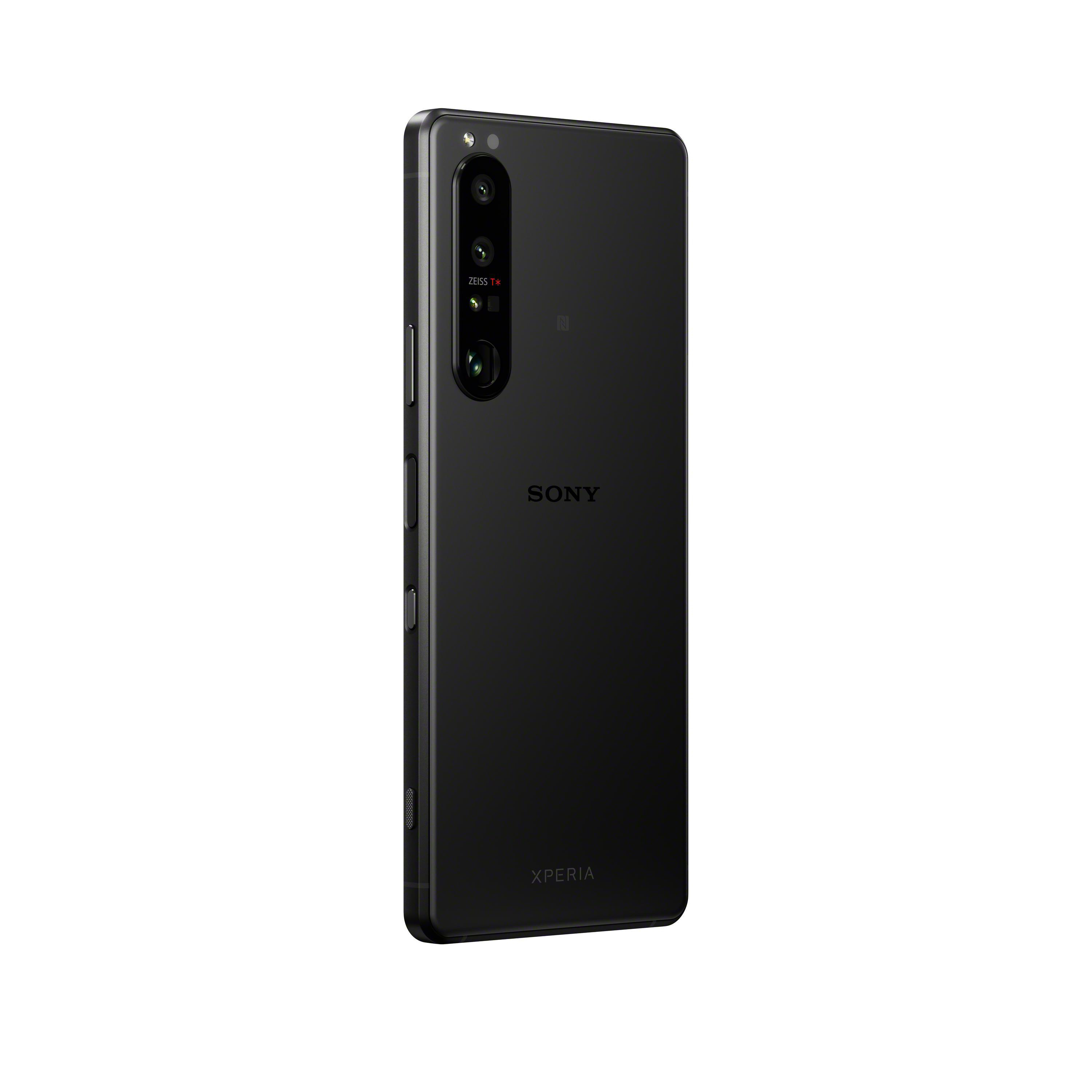Schwarzes Sony Xperia Telefon, Rückansicht. Kamera und Xperia-Branding sichtbar.