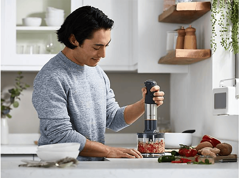 KENWOOD Triblade XL+ HBM60.307GY, leistungsstarker Pürierstab mit Zubehör-Set, stufenlose Geschwindigkeit, Turbofunktion, Stabmixer Grau (1000 Watt, 500 ml Zerkleinerer, 700 Mix- und Messbecher)