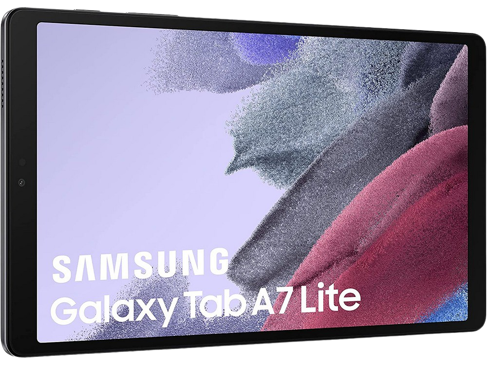 Una tableta con las palabras 'SAMSUNG Galaxy Tab A7 Lite' en su pantalla.