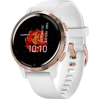 GARMIN Venu 2S - GPS-Smartwatch (Breite: 18 mm, Silikon, Rosegold/Weiss)
