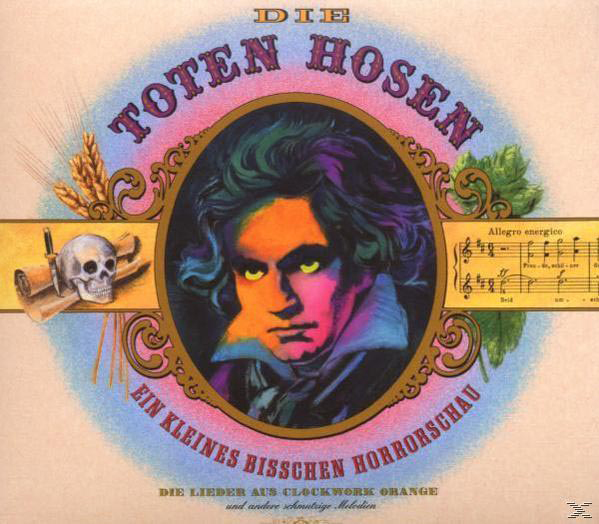 Albumcover. Illustration eines Mannes mit grünen Augen und farbenfrohem Gesicht. Text: DIE TOTEN HOSEN.