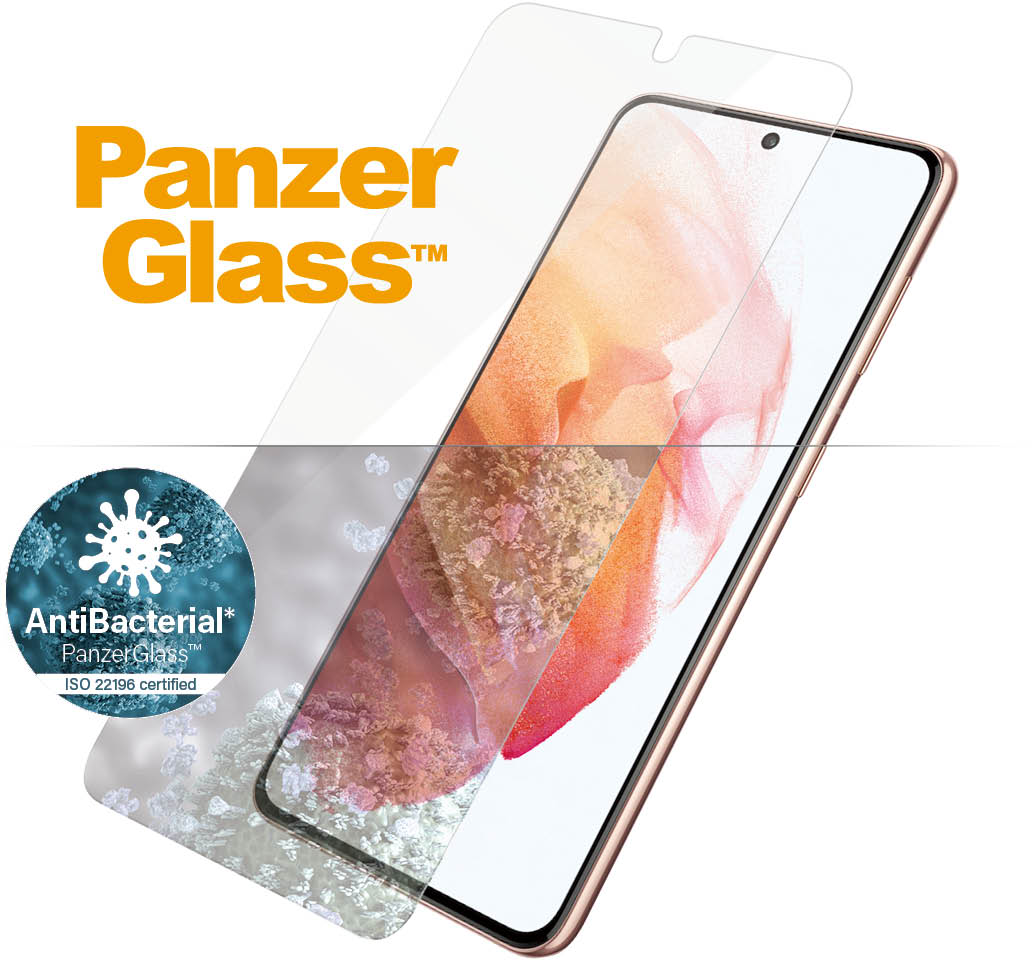 PANZERGLASS Antibacteriële Clear Case Friendly met Ultrasonische Vingerafdruktechnologie voor Samsung Galaxy S21 5G
