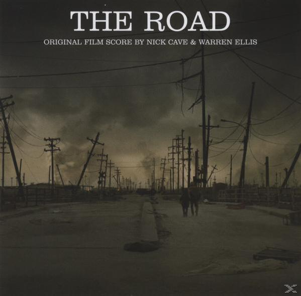 Albumborító úttal, elektromos vezetékekkel és 'THE ROAD' szöveggel. Sötét, felhős égbolt.