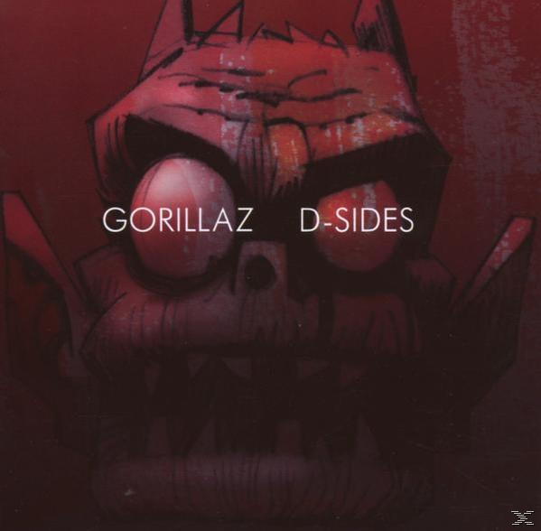 A Gorillaz D-Sides album borítója, egy torzított rajzfilmfigurával, vörös árnyalatban.