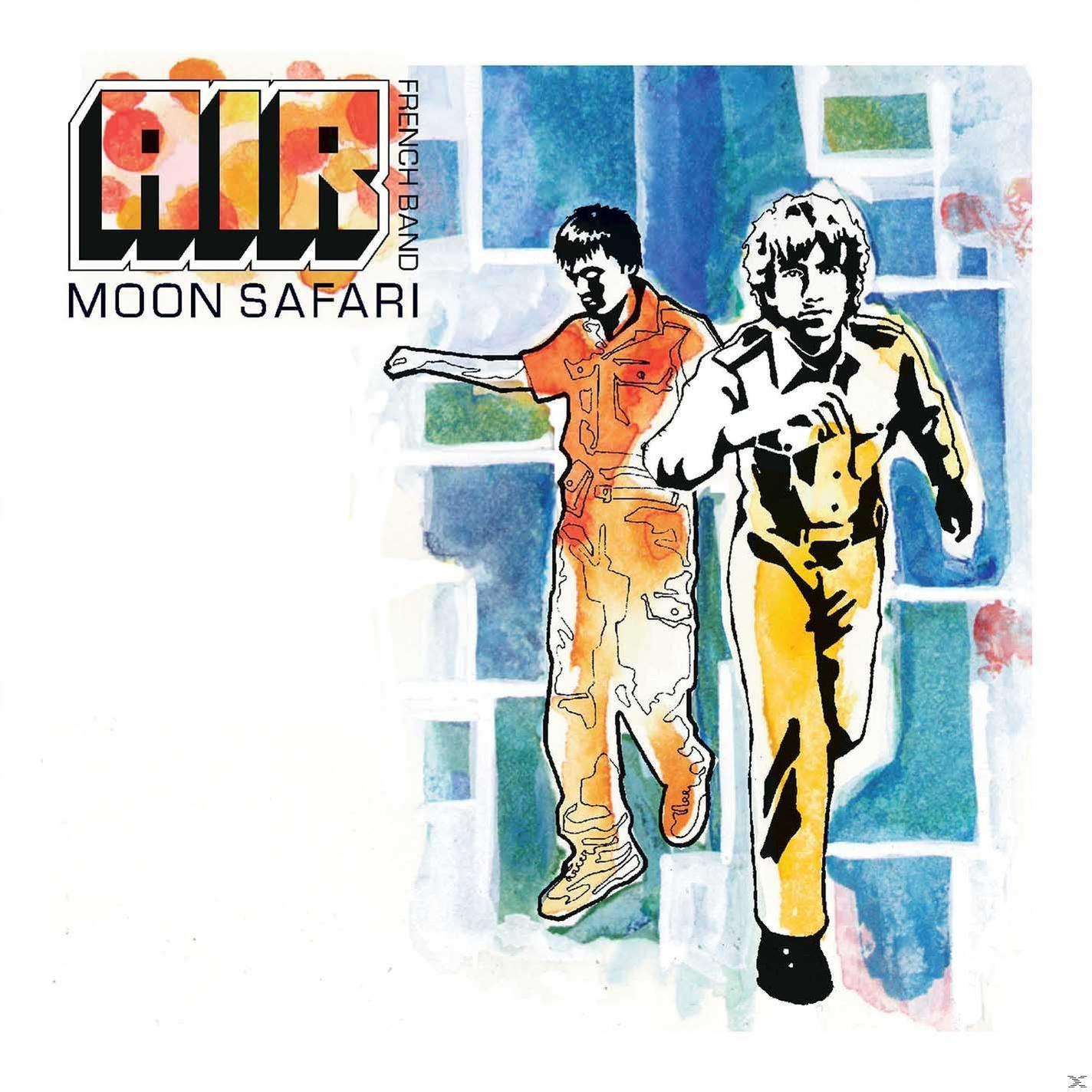 Album borító: Két férfi fut. Szöveg: AIR, Moon Safari. Francia együttes.