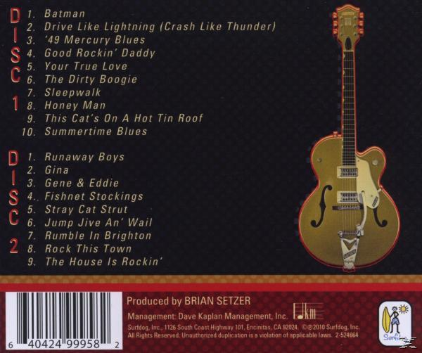 CD-Cover mit Songtiteln und Gitarrenillustration auf rotem Hintergrund.