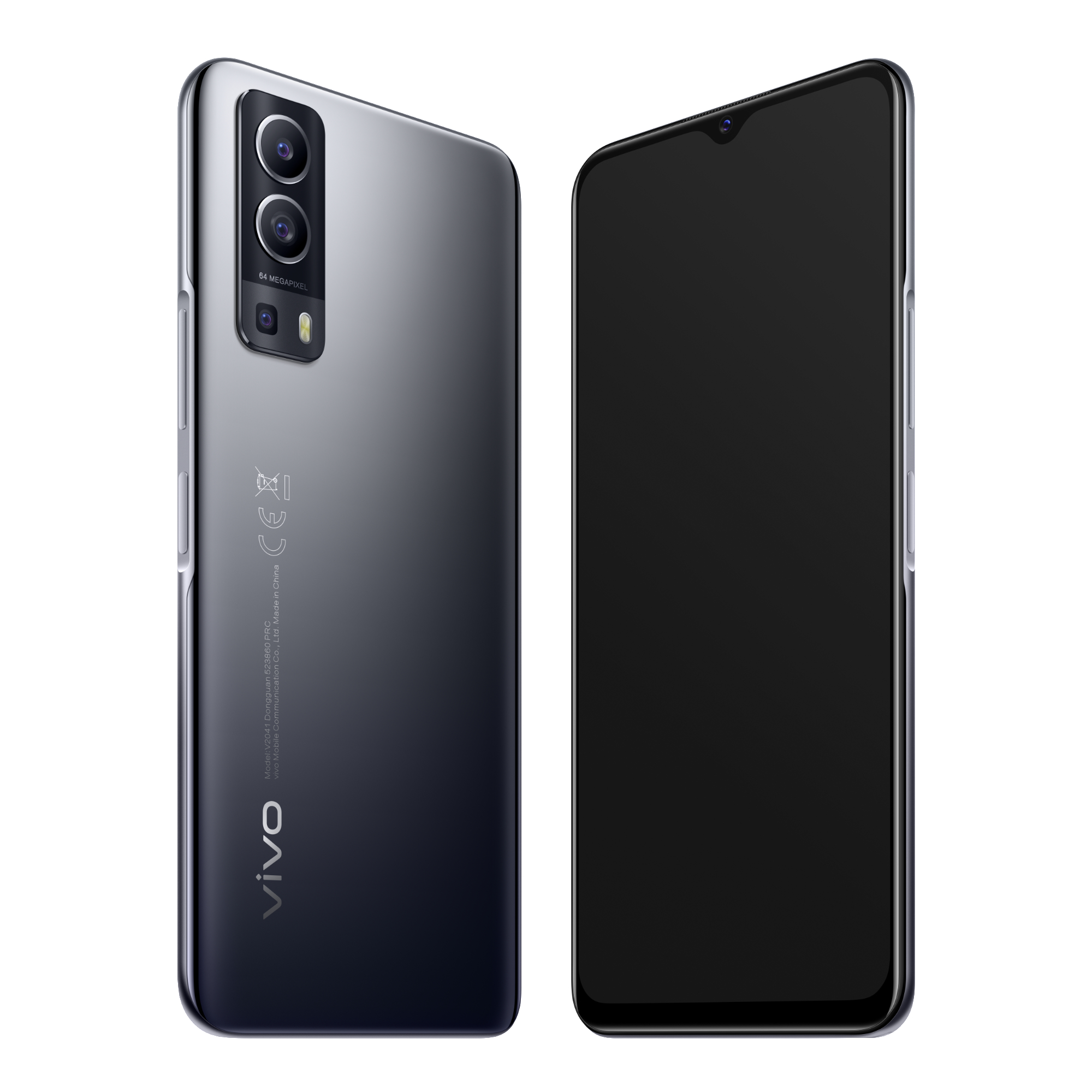 Zwei Smartphones. Eines hat eine graue Rückseite, das andere einen schwarzen Bildschirm.