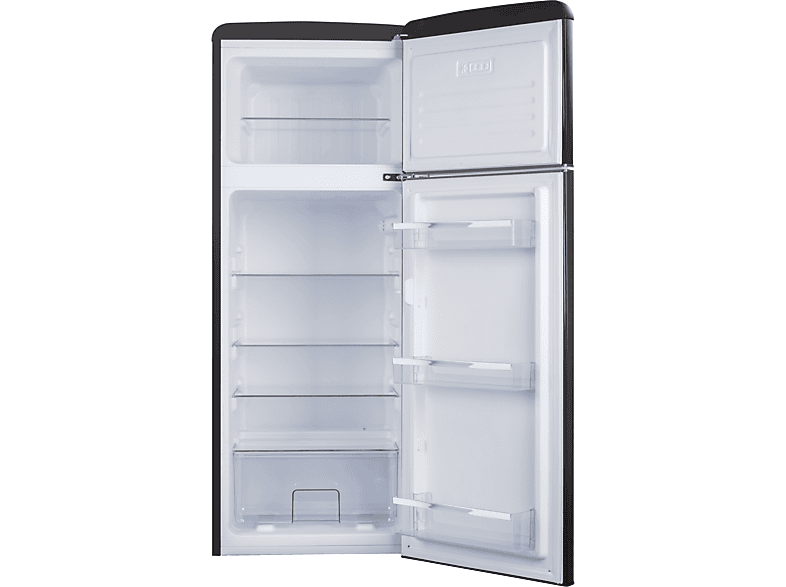 AMICA KGC 15637 MS Retro Edition Kühlgefrierkombination (E, 206 l, 1440 mm hoch, Matt-Schwarz)