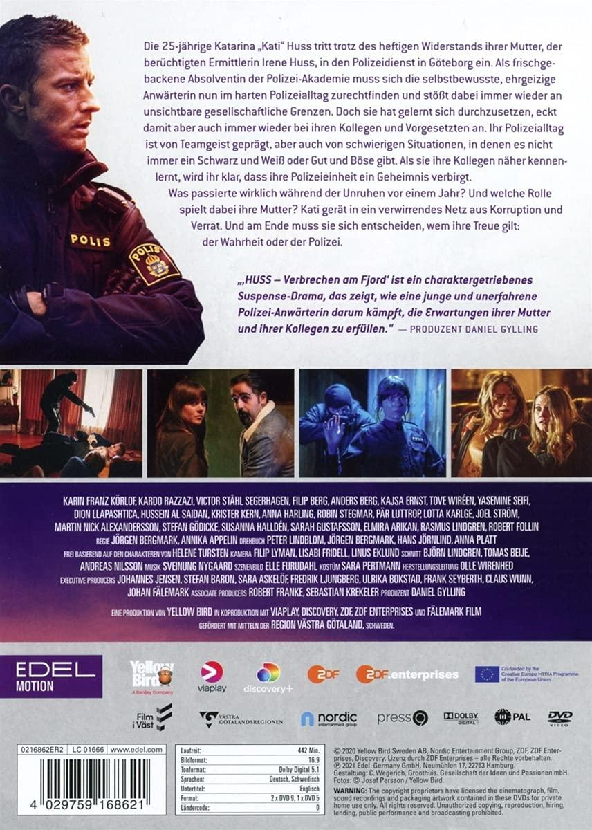 Die Rückseite einer DVD-Hülle mit Text auf Deutsch über ein Polizeidrama, mit Schauspielern und einem Logo.