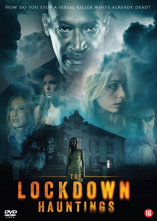 Affiche du film 'The Lockdown Hauntings'. Présente une maison hantée, des visages et du texte.