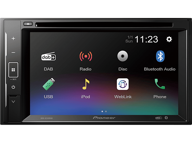 PIONEER AVH-A240DAB - Autoradio (2 DIN (Doppel-DIN), Schwarz)