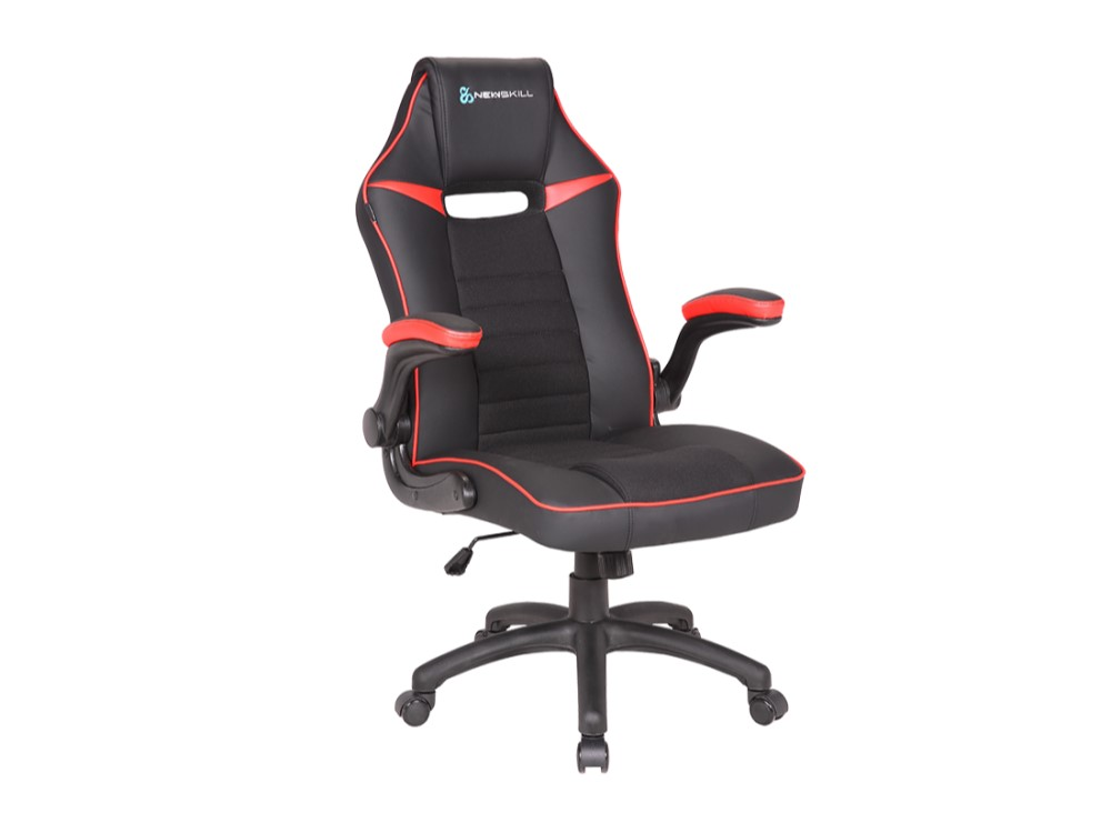 Silla gaming - Newskill Nayuki, Reposabrazos 2D, 150 kg, PU y Tela, Rojo