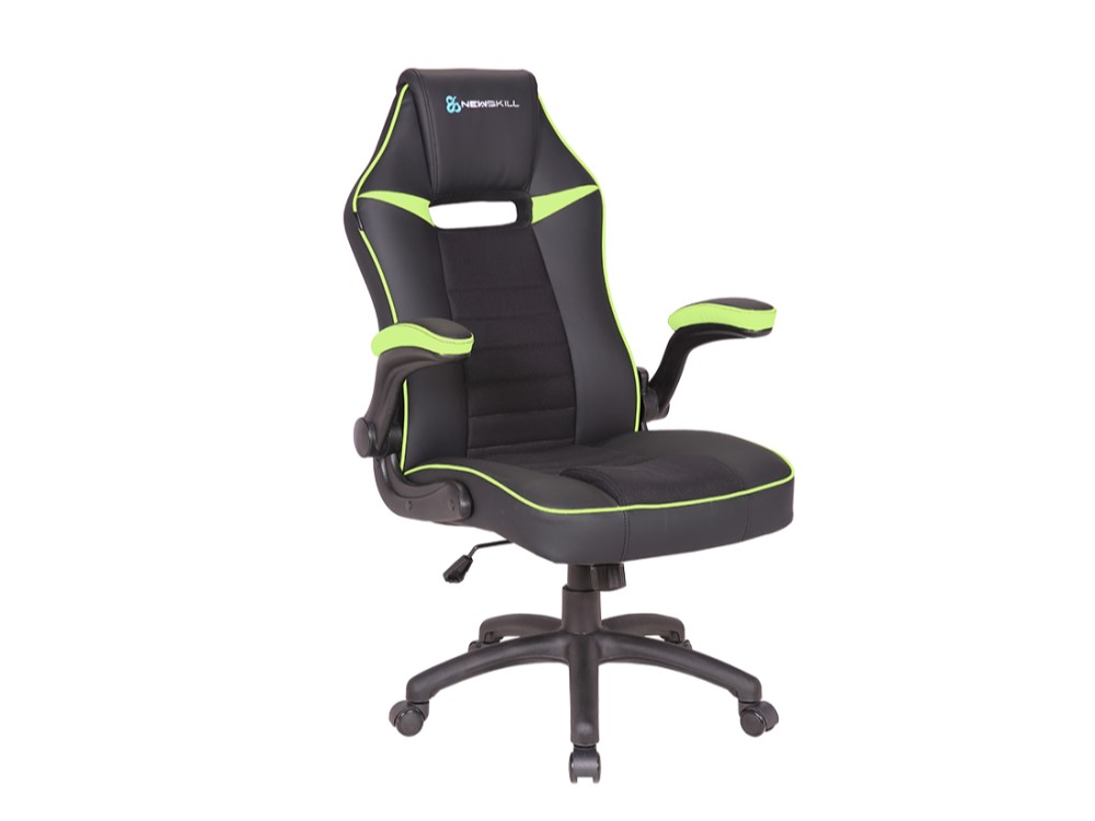 Silla gaming - Newskill Nayuki, Reposabrazos 2D, 150 kg, PU y Tela, Verde