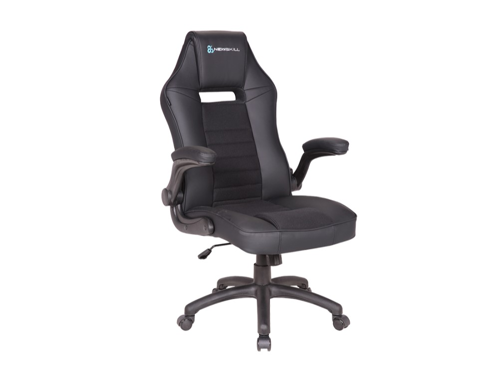 Silla gaming - Newskill Nayuki, Reposabrazos 2D, 150 kg, PU y Tela, Negro