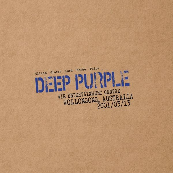 Deep Purple albumhoes. Tekst in blauw op bruine achtergrond. Bandleden vermeld.