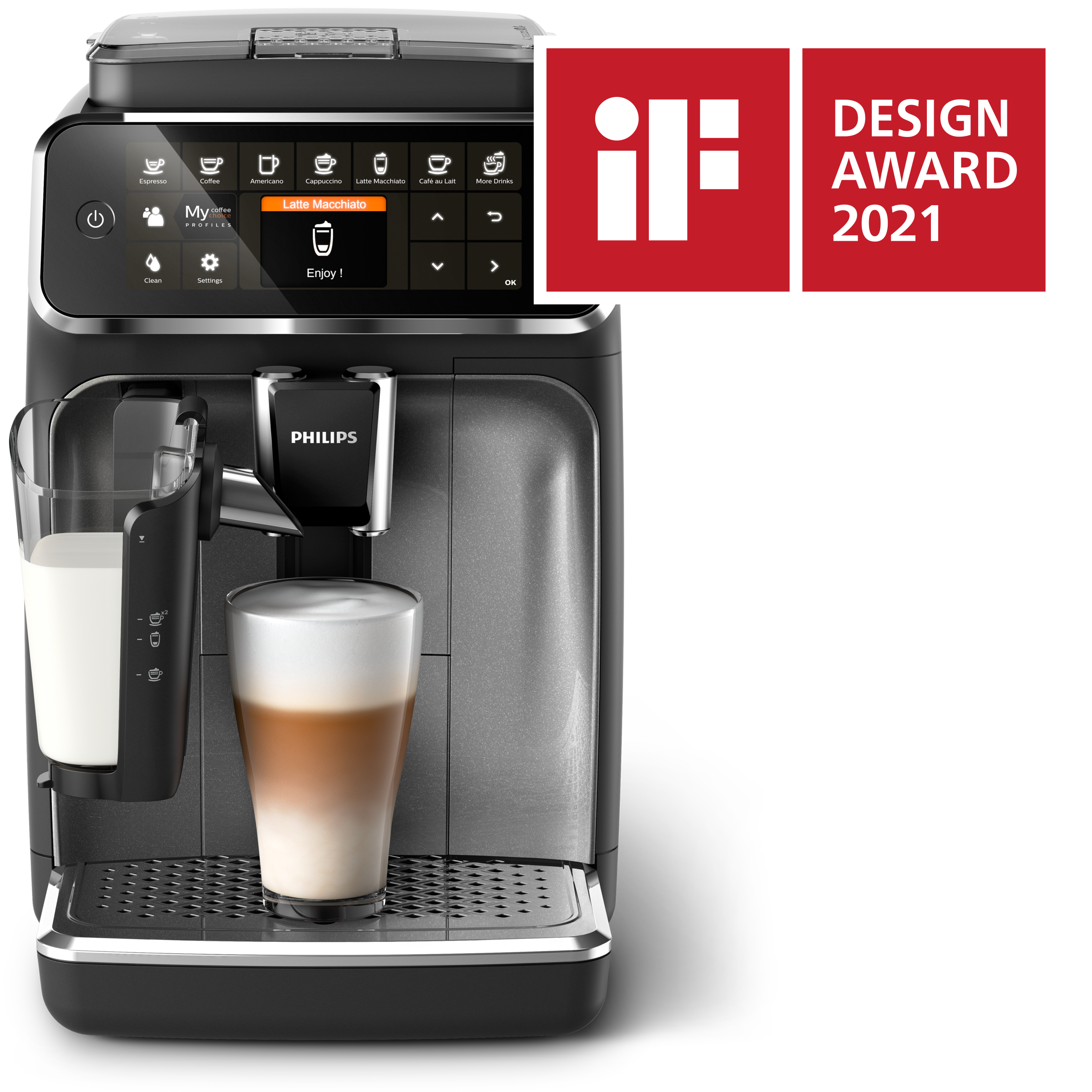 PHILIPS  LatteGo Series 4300 (EP4346/70) - Volautomatische espressomachine - Maximum aantal tassen: 2 - Extern melkreservoir - Zwart