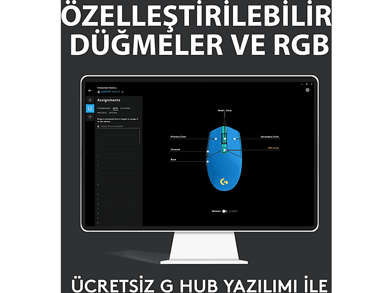 LOGITECH G G203 Lightsync RGB Aydınlatmalı 8000 DPI Kablolu Oyuncu Mouse - Mavi_4