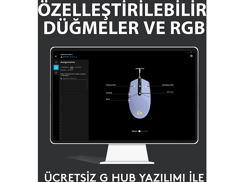 LOGITECH G G203 LIGHTSYNC RGB Aydınlatmalı 8000 DPI Kablolu Oyuncu Mouse - Lila_4